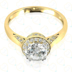 1.70 TCW Round Cut Hidden Halo Lab Grown Diamond Ring for Women