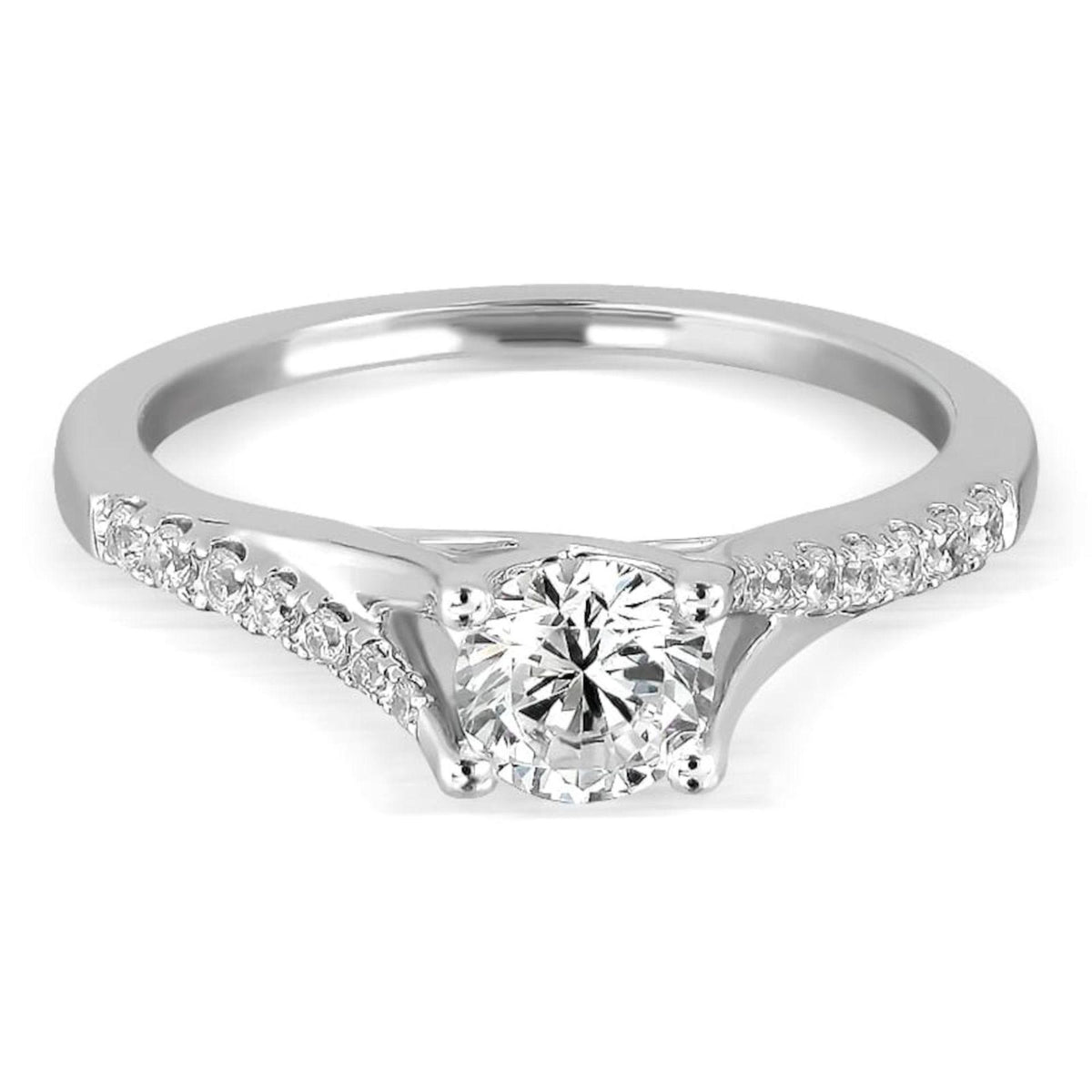 1.30 CTW Round Cut Solitaire With Accents Lab Grown Diamond Ring for Women