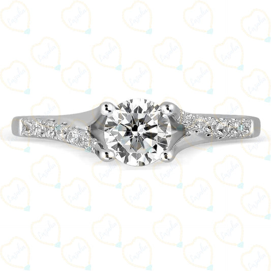 1.30 CTW Round Cut Solitaire With Accents Lab Grown Diamond Ring for Women