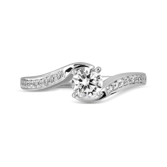 1.00 TCW Round Cut Solitaire With Accents Lab Grown Diamond Ring for Women