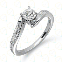 1.00 TCW Round Cut Solitaire With Accents Lab Grown Diamond Ring for Women