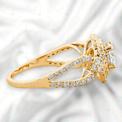 0.90 TCW Round Cut Split Shank Lab Grown Diamond Ring for Women