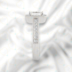 Anello con diamante Halo Lab Grown taglio smeraldo TCW da donna