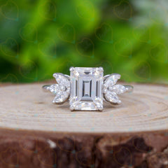 1.00 TCW Emerald Cut 7 Stone Lab Grown Diamond Ring for Women