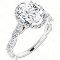 1.30 TCW Oval Cut Halo Lab Grown Diamond Ring for Women