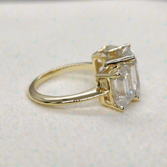 1.80 TCW Emerald Cut 3 Stone Lab Grown Diamond Ring for Women