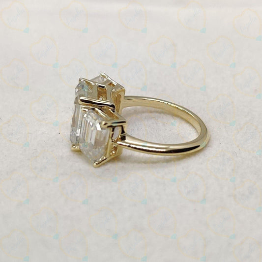 1.80 TCW Emerald Cut 3 Stone Lab Grown Diamond Ring for Women