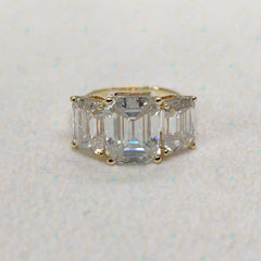 1.80 TCW Emerald Cut 3 Stone Lab Grown Diamond Ring for Women