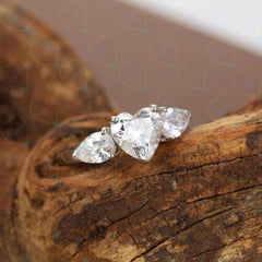 1.00 TCW Heart Cut 3 Stone Lab Grown Diamond Ring for Women