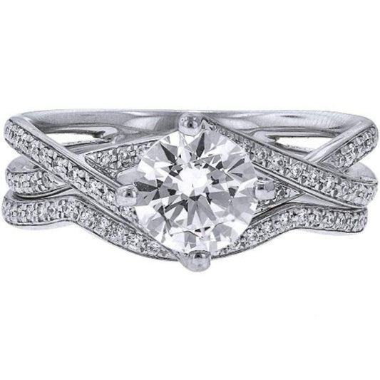 1.00 TCW Round Cut Bridal Set Lab Grown Diamond Ring for Women