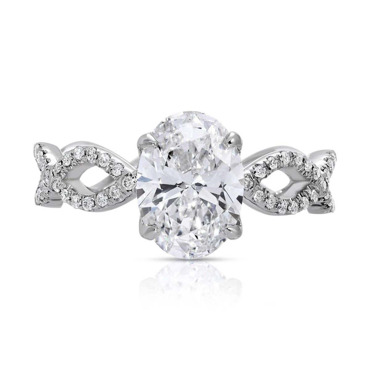 2.00 TCW Oval Cut Twisted Lab Grown Diamond Ring for Women