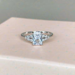 1.00 CTW Radiant Cut Cluster Lab Grown Diamond Ring for Women