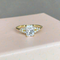 1.00 CTW Radiant Cut Cluster Lab Grown Diamond Ring for Women