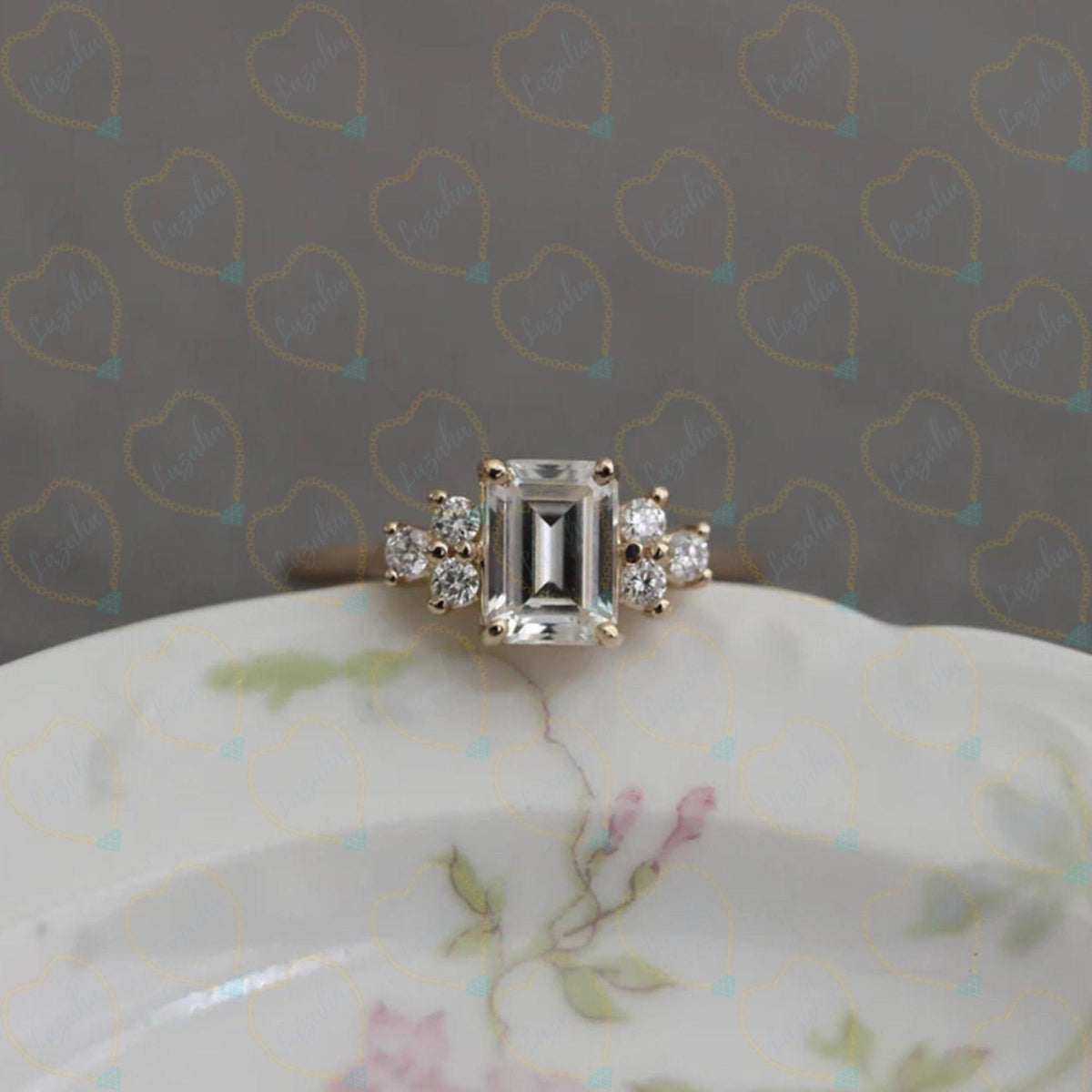 1.80 TCW Emerald Cut 7 Stone Lab Grown Diamond Ring for Women