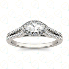 1.00 TCW Marquise Cut Split Shank Lab Grown Diamond Ring for Women