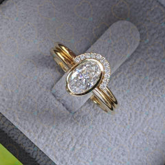 0.80 TCW Oval Cut Bridal Set Lab Grown Diamond Ring for Women