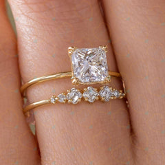 2.00 TCW Princess Cut Bridal Set Lab Grown Diamond Ring for Women