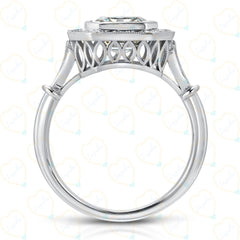 2.50 TCW Asscher Cut Art Deco Lab Grown Diamond Ring for Women