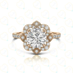 1.30 CTW Round Cut Halo Lab Grown Diamond Ring for Women