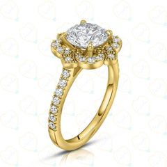 1.30 CTW Round Cut Halo Lab Grown Diamond Ring for Women