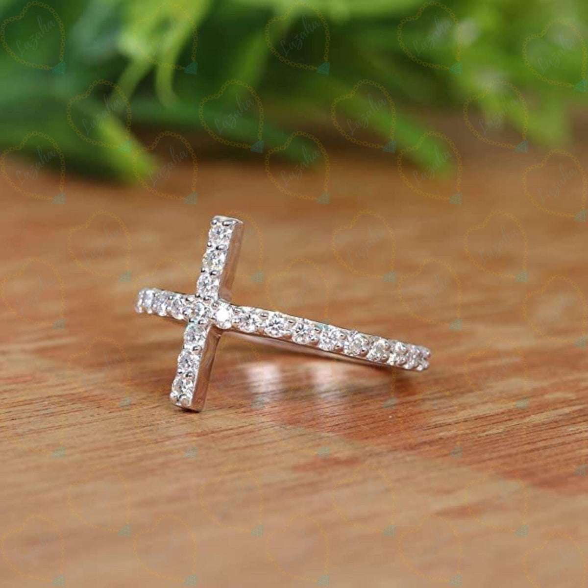 0.90 TCW Round Cut Cross Lab Grown Diamond Ring for Women