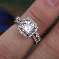 2.00 TCW Round Cut Bridal Set Lab Grown Diamond Ring for Women