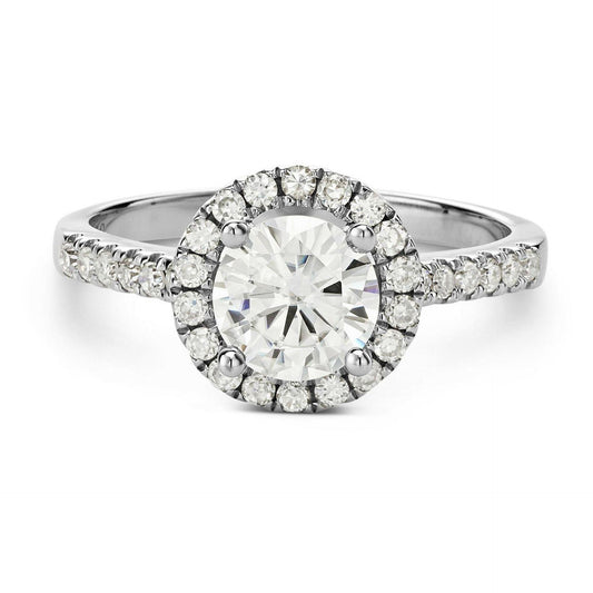 1.70 TCW Round Cut Halo Lab Grown Diamond Ring for Women