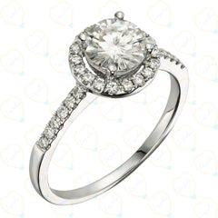 1.70 TCW Round Cut Halo Lab Grown Diamond Ring for Women