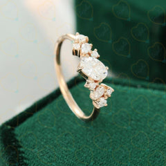 1.00 TCW Oval Cut Cluster Lab Grown Diamond Ring for Women