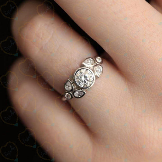 1.00 TCW Round Cut 7 Stone Lab Grown Diamond Ring for Women