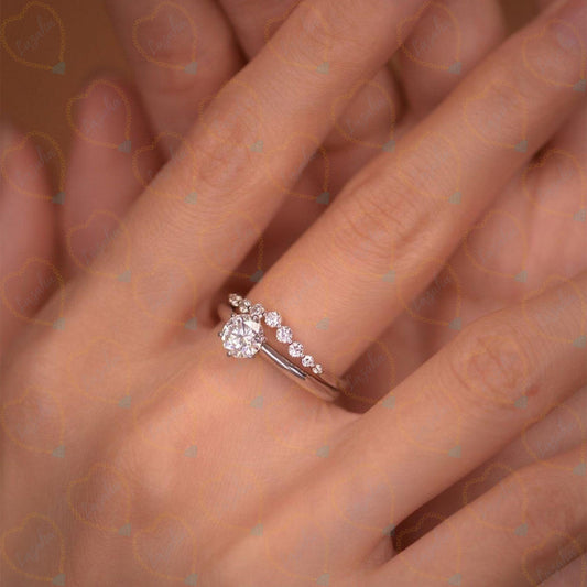 1.00 TCW Round Cut Bridal Set Lab Grown Diamond Ring for Women