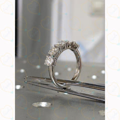 0.90 TCW Round Cut 5 Stone Lab Grown Diamond Ring for Women