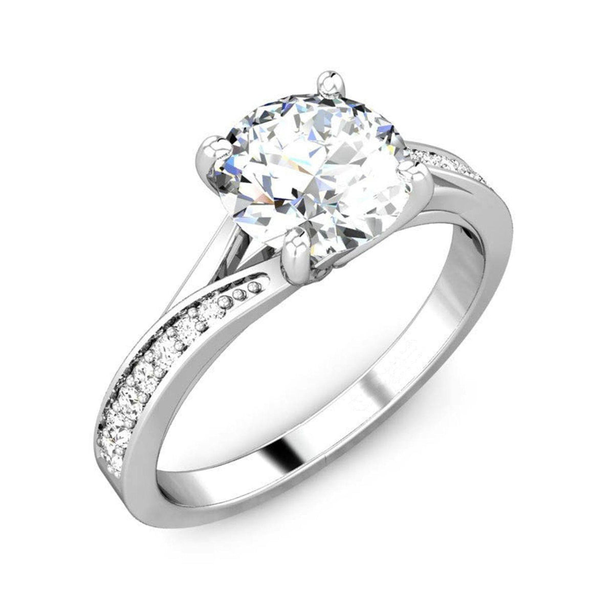 1.70 TCW Round Cut Split Shank Lab Grown Diamond Ring for Women