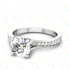 1.70 TCW Round Cut Split Shank Lab Grown Diamond Ring for Women