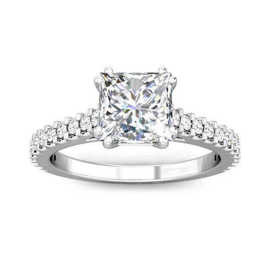 2.00 TCW Princess Cut Solitaire With Accents Lab Grown Diamond Ring for Women