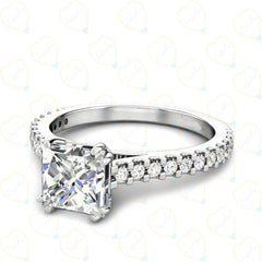 2.00 TCW Princess Cut Solitaire With Accents Lab Grown Diamond Ring for Women