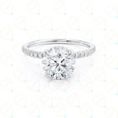 1.70 TCW Round Cut Hidden Halo Lab Grown Diamond Ring for Women