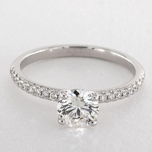 1.30 TCW Round Cut Solitaire With Accents Lab Grown Diamond Ring for Women