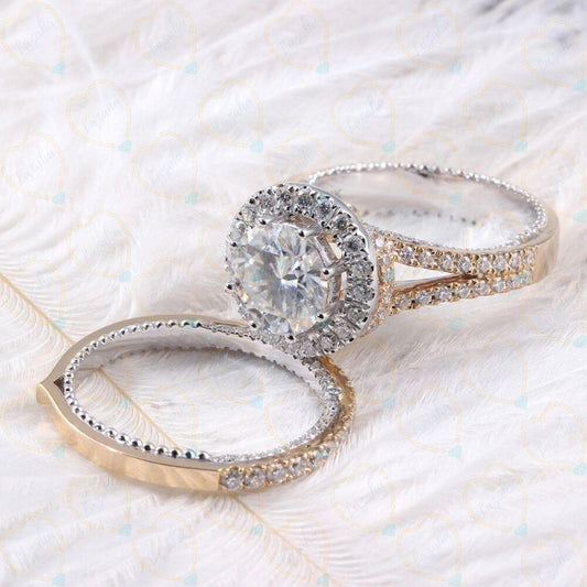 1.00 TCW Round Cut Bridal Set Lab Grown Diamond Ring for Women