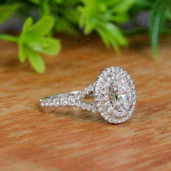 0.80 TCW Oval Cut Split Shank Lab Grown Diamond Ring for Women