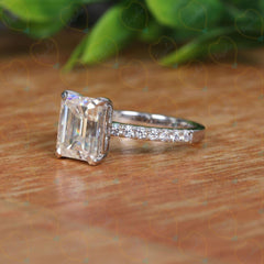 2.00 TCW Emerald Cut Solitaire With Accents Lab Grown Diamond Ring for Women