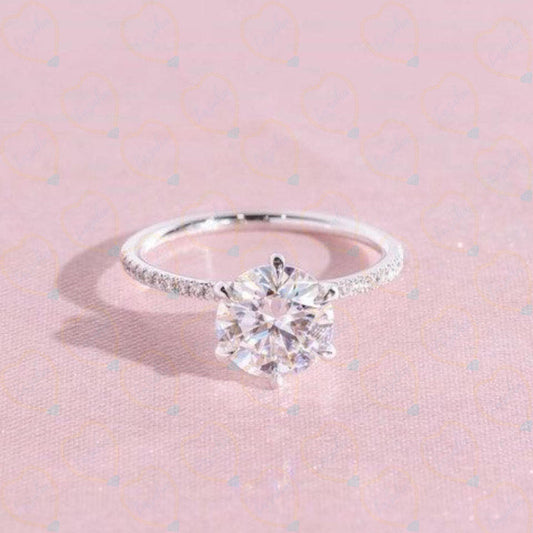 1.30 TCW Round Cut Solitaire With Accents Lab Grown Diamond Ring for Women