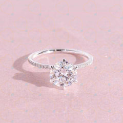 1.30 TCW Round Cut Solitaire With Accents Lab Grown Diamond Ring for Women