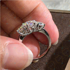 1.00 TCW Heart Cut 3 Stone Lab Grown Diamond Ring for Women