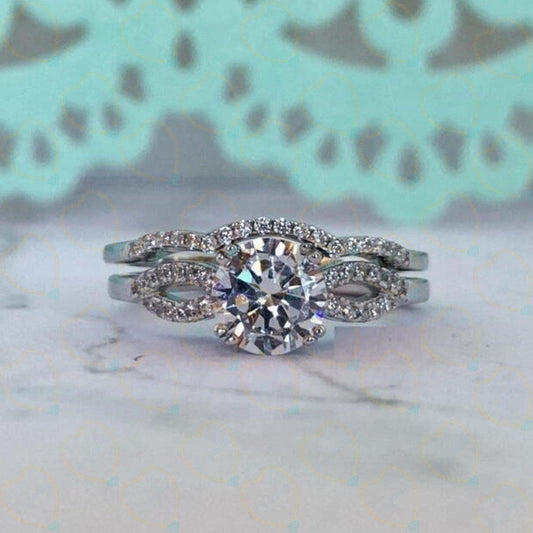 1.70 TCW Round Cut Bridal Set Lab Grown Diamond Ring for Women