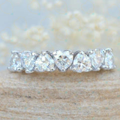 3.50 TCW Heart Cut 7 Stone Lab Grown Diamond Ring for Women