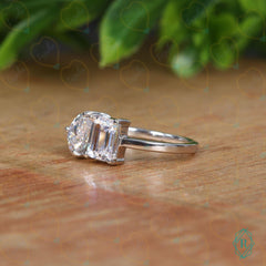 1.00 TCW Emerald Cut Toi Et Moi Lab Grown Diamond Ring for Women