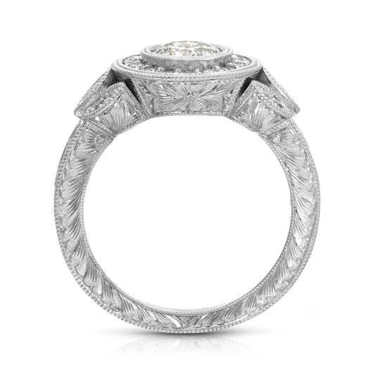 1.00 CTW Round Cut Halo Lab Grown Diamond Ring for Women