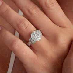 1.00 CTW Round Cut Halo Lab Grown Diamond Ring for Women