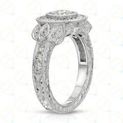 1.00 CTW Round Cut Halo Lab Grown Diamond Ring for Women